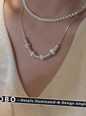 法式小众设计感925纯银抽拉蛇骨项链女轻奢高级感锁骨链颈链配饰