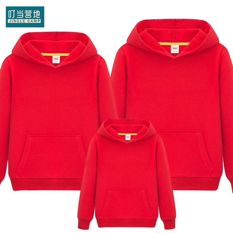 亲子装春装2019新款潮全家装纯色连帽卫衣薄款外套家庭装秋装上衣