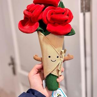 jellycat趣味花束手捧花玫瑰花绝美玫瑰玩偶求婚送礼物情人节