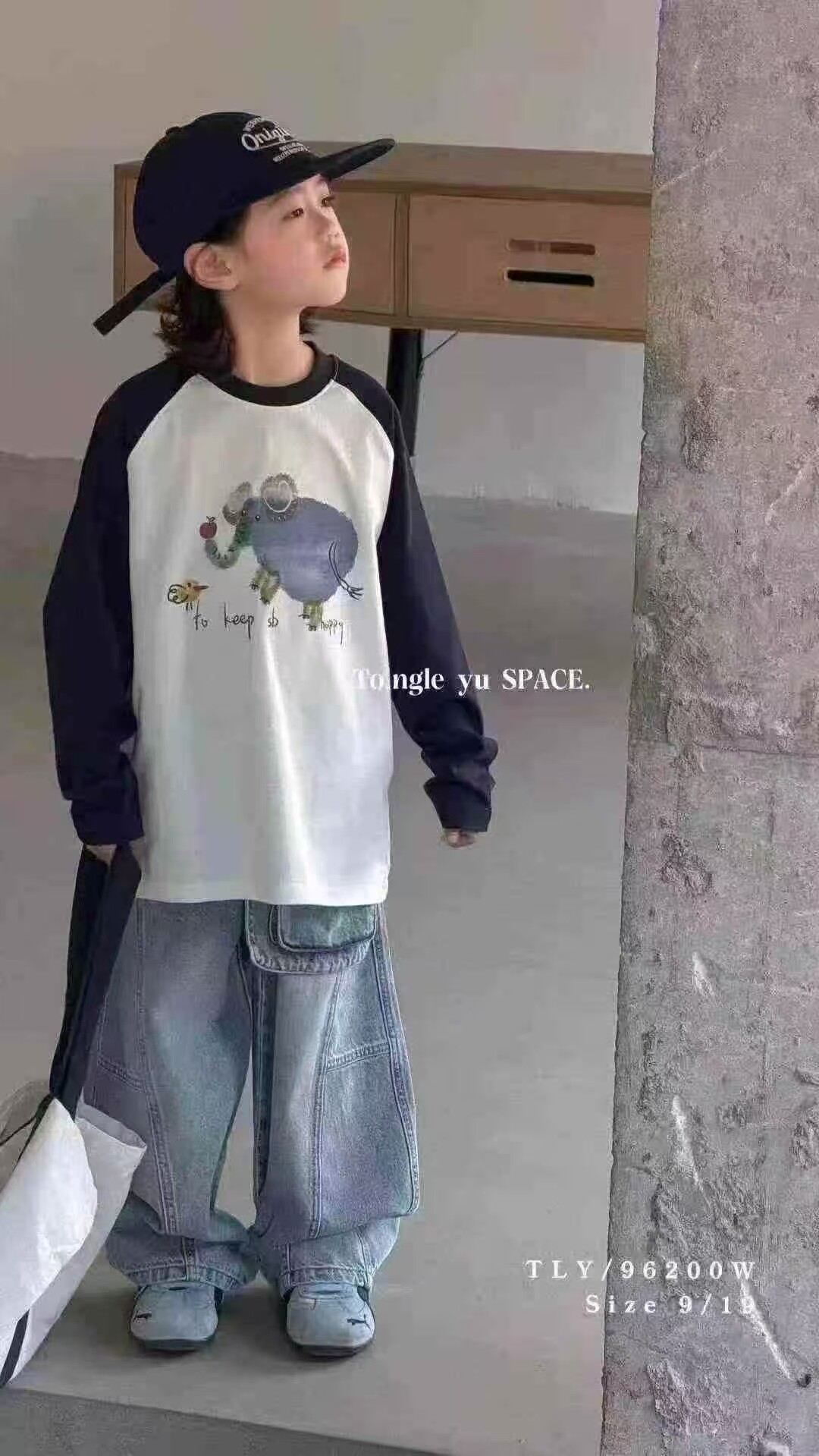 童乐鱼2026春季新款男女童韩版洋气长袖T恤儿童装宽松上衣潮96200