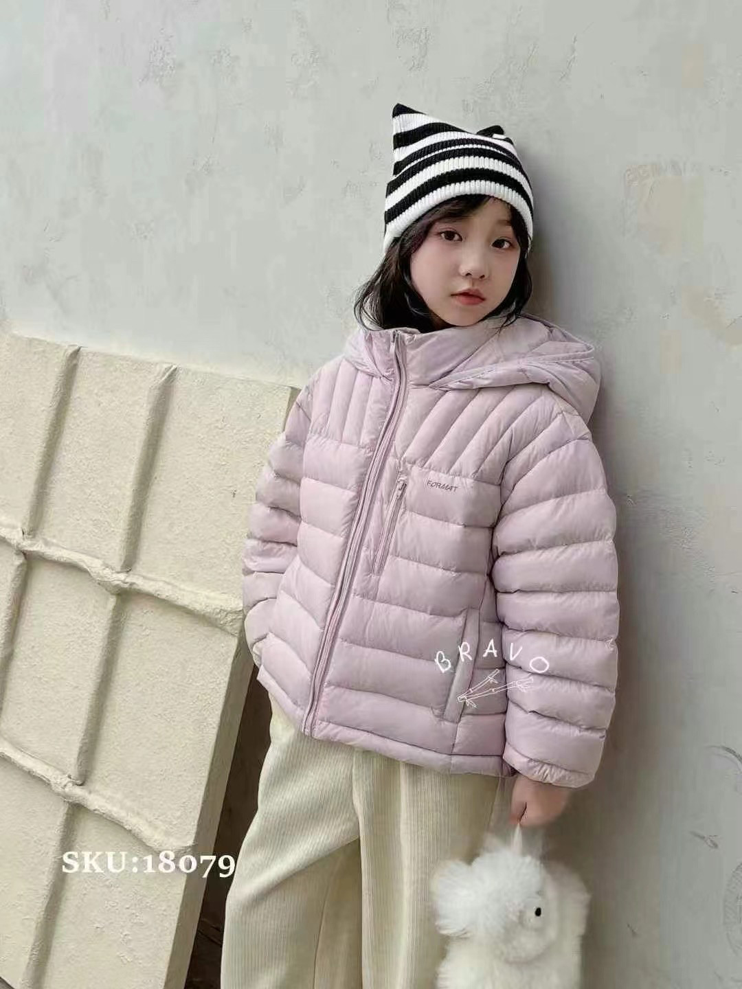 布芮欧2025冬新款男女童90白鸭绒羽绒服中大儿童装连帽外套18079