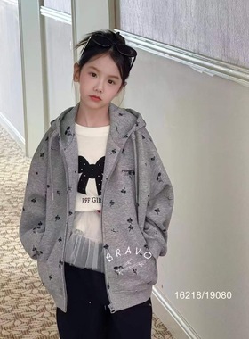 布芮2025秋季新款女童韩版百搭儿童洋气休闲外套连帽卫衣潮16218