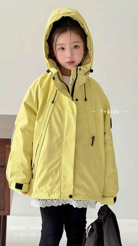 7+kids2025冬新款男女童韩版连帽羽绒服冲锋衣外套儿童上衣78656