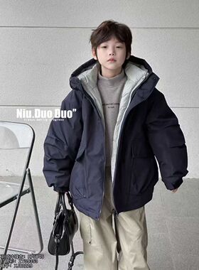 牛哆哆童装2025冬新款男女童三合一白鸭绒羽绒服+夹棉冲锋衣75045