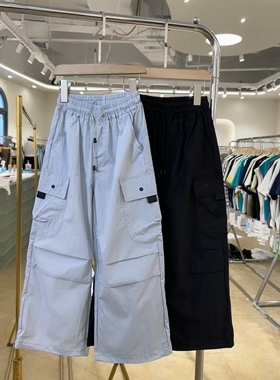 牛哆哆2026夏新款女童薄款裤子宽松儿童阔腿裤休闲工装长裤82321