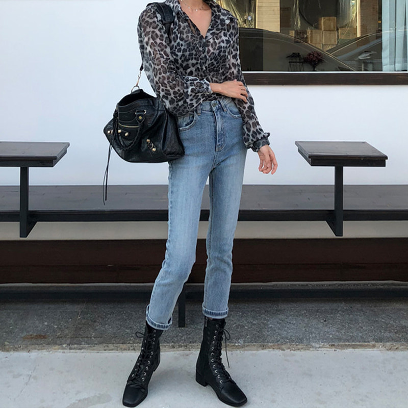 STRAIGHT BLUE CROPPED JEANS WOMENS SPRING 2020 NEW HIGH-WAISTED SLIM LOOSE WOMENS AUTUMN VERSATILE PANTS
