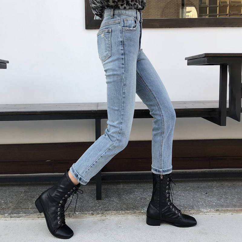 STRAIGHT BLUE CROPPED JEANS WOMENS SPRING 2020 NEW HIGH-WAISTED SLIM LOOSE WOMENS AUTUMN VERSATILE PANTS
