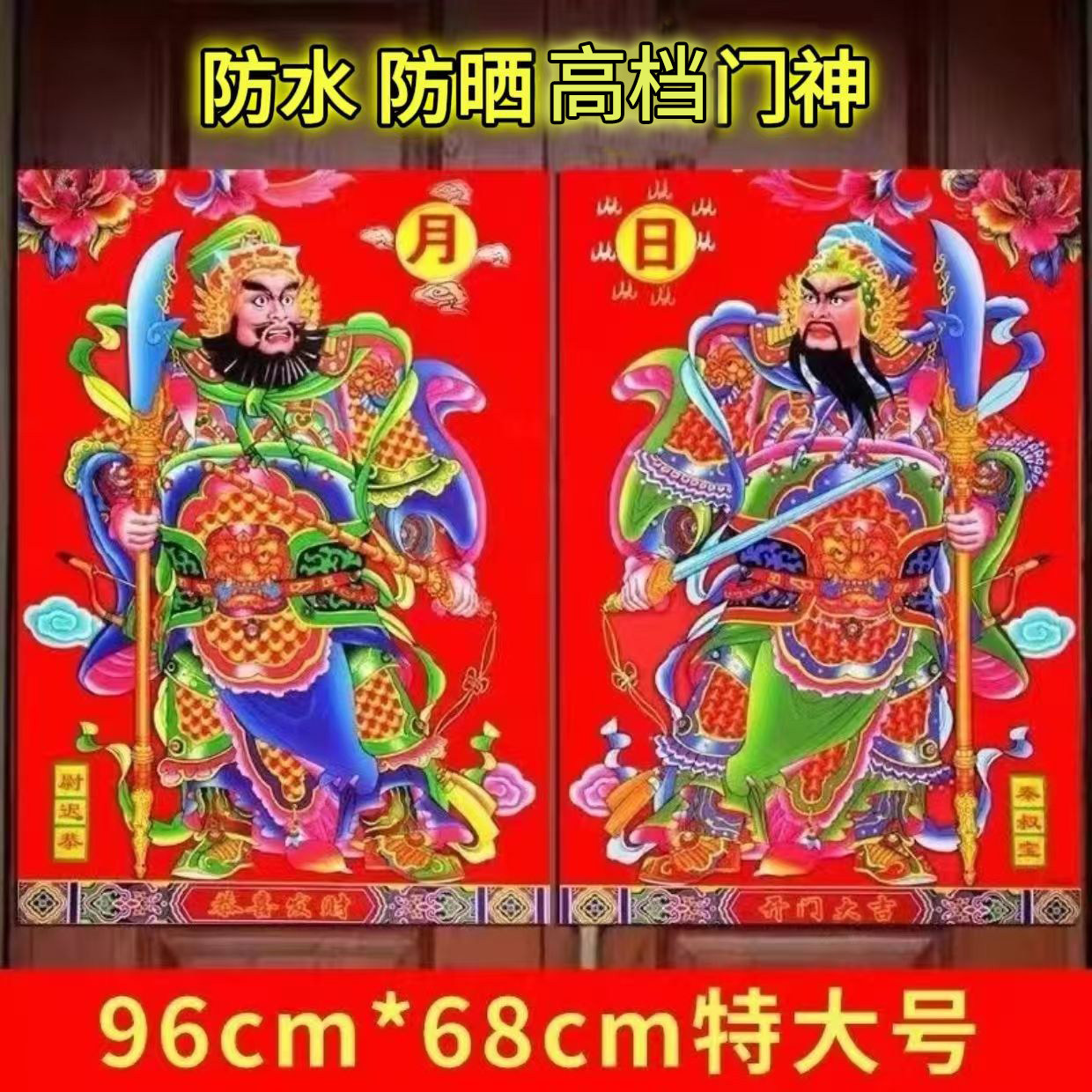 门神贴大门防盗门高档防水新年春节乔迁新居装饰年画贴纸单门门贴