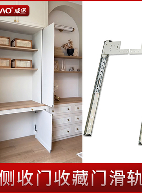 威堡隐藏橱柜轨道配件书柜平移伸缩内藏折叠回旋门铰链导轨五金