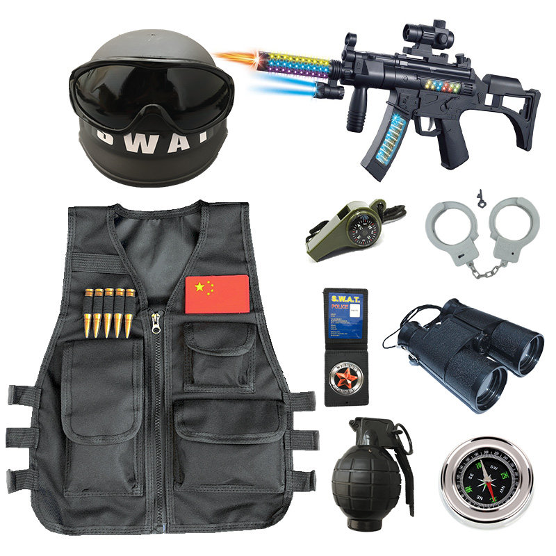 儿童小警察玩具套装备头盔大盖帽小交警帽子过家家亲子演出服道具