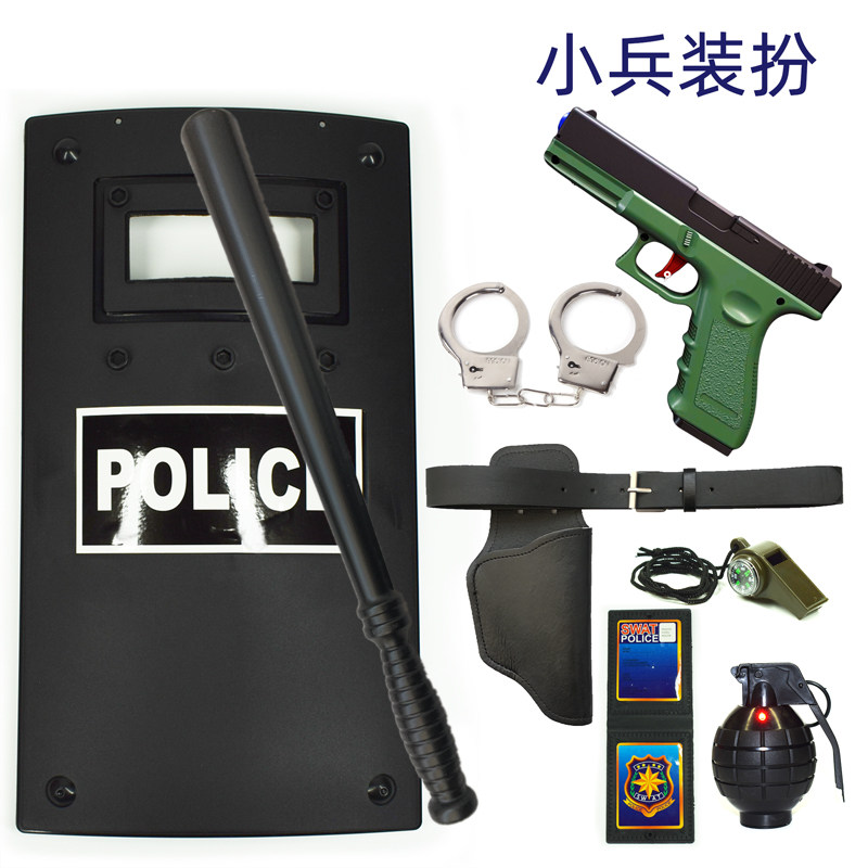 儿童玩具枪角色扮演小警察万圣节小兵表演道具大盖帽头盔男孩礼物