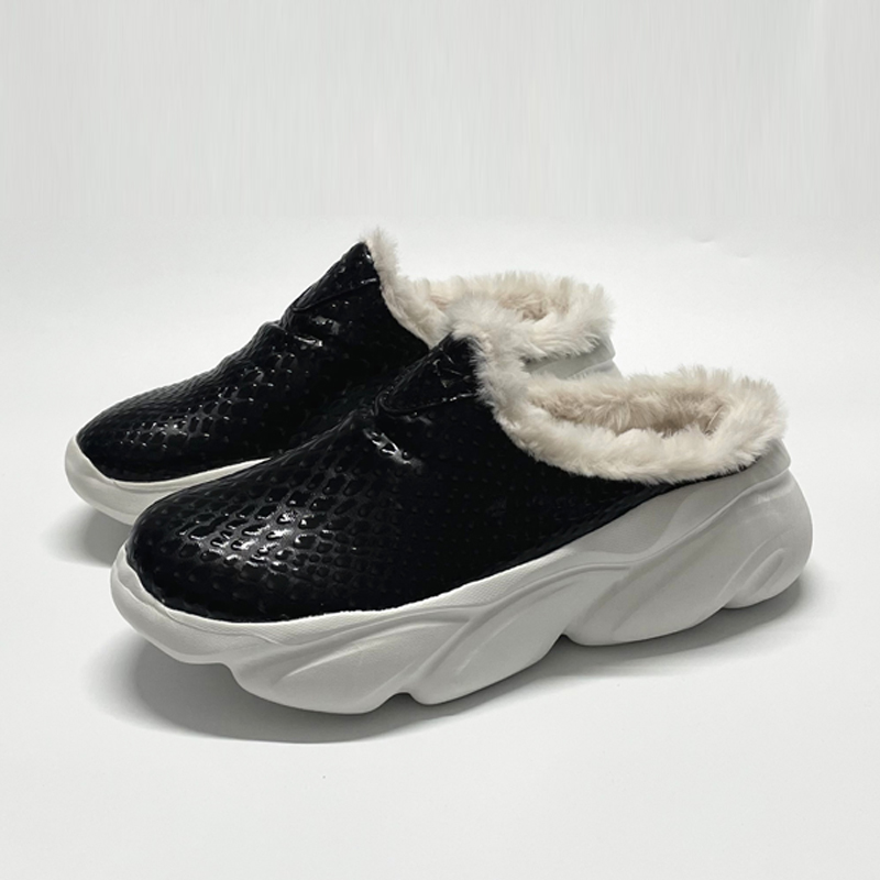 半拖鞋头防泼水女士棉鞋厚底防滑