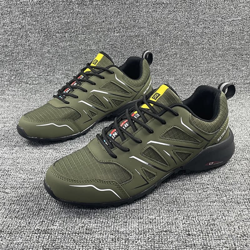 外贸男跨境出口欧美徒步旅游休闲鞋透气网面防滑橡胶平底大码单鞋