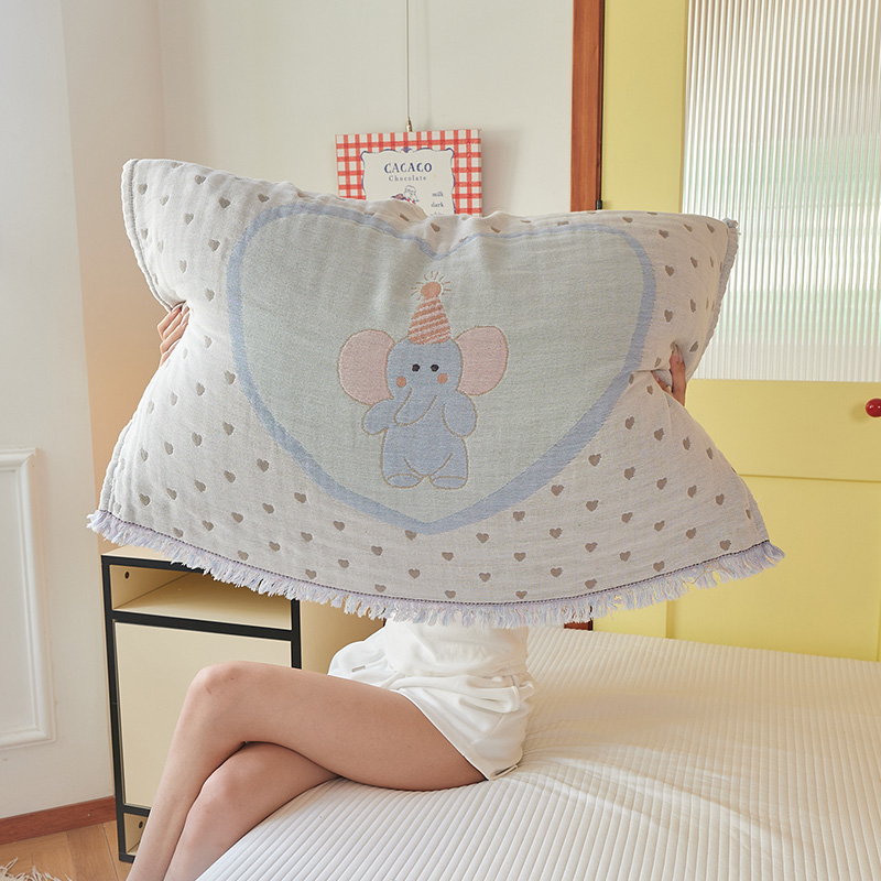 纯棉枕巾一对装全棉纱布加大加厚枕头巾四季学生成人情侣盖巾吸汗