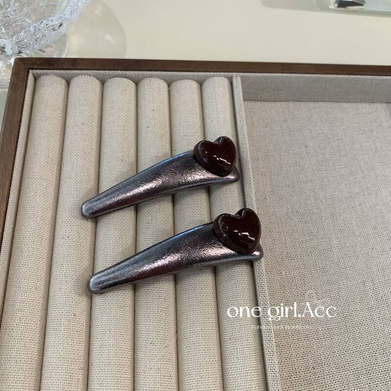 【甜酷爱心】枪银色爱心bb夹发夹