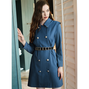 绝色时尚粉色双排扣西装领连衣裙高冷范女装气质女神春装2024新款