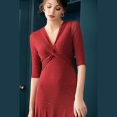 气质女神范衣服 中长款 绝色深v领修身 亮片大摆连衣裙女夏2026新款