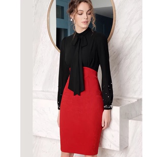 欧美时尚轻熟风高级感气场强大修身包臀长袖连衣裙春款女装2026