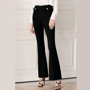黑色垂感喇叭裤女裤秋季2025新款个性时尚百搭显瘦高腰微喇长裤子