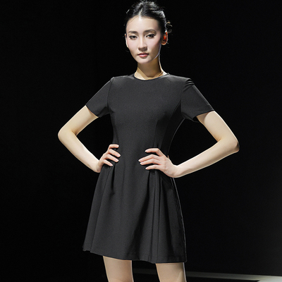 夏季收腰蓬蓬西装A字连衣裙女装