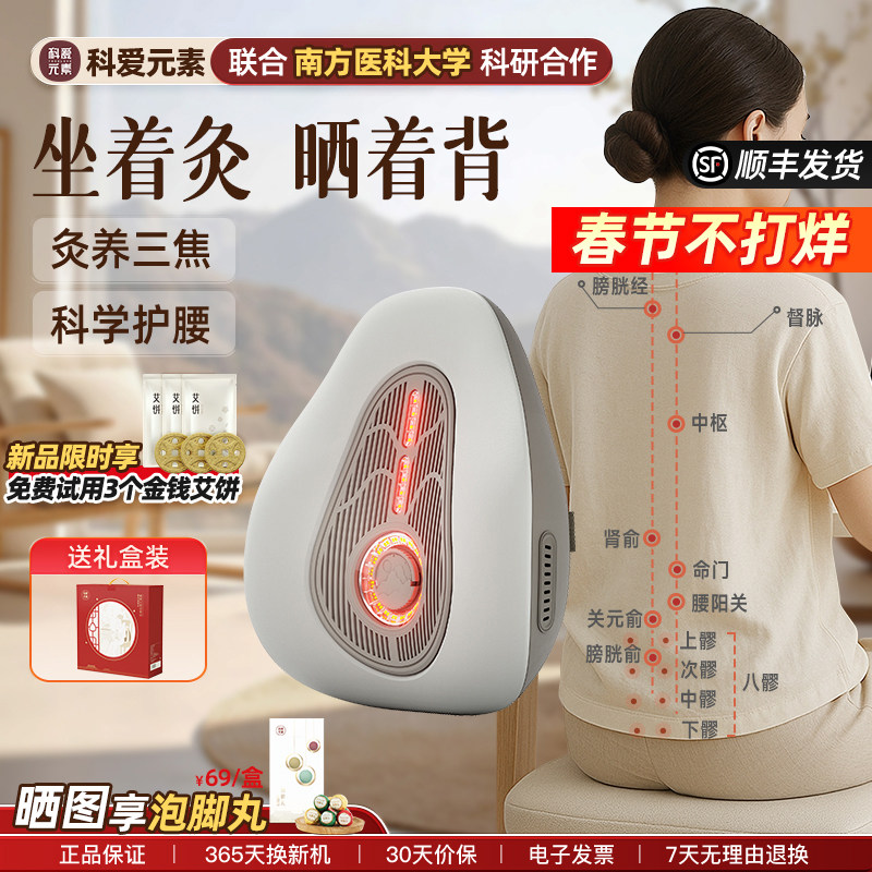 科爱元素小靠山办公室无烟艾灸龙骨灸八髎腰骶热敷按摩家用靠垫背