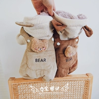 Демисезонный зимний пуховик, вельветовые подтяжки, осенний сезон, с медвежатами