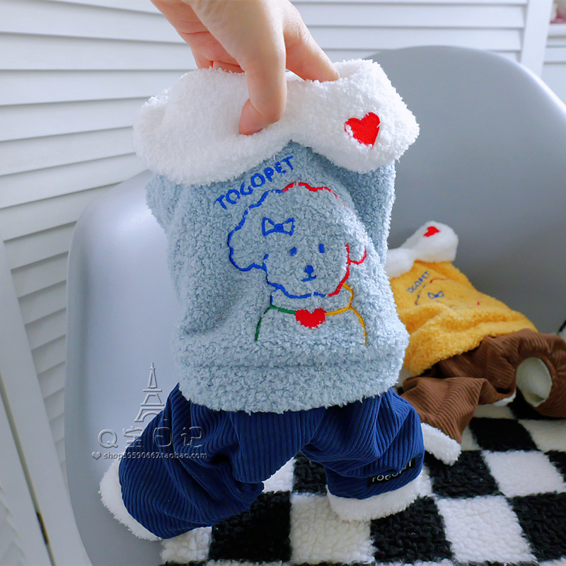 狗毛绒狗狗衣服可爱小熊加绒