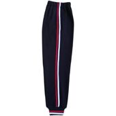 定做小学生校服子藏蓝色拼红白条二条杠初中高中学生棉质宽松裤 子