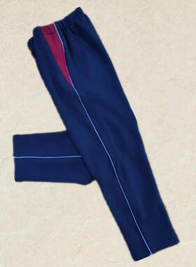 春藏蓝色酒红三角细白条校服裤子中小学生直筒红初高中生儿童校裤