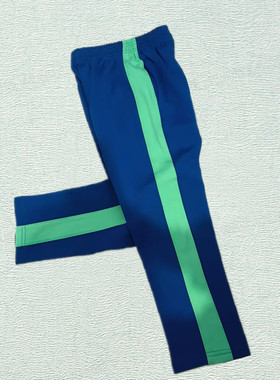 校服裤子中小学生宝蓝色绿宽条一条杠宽松散口冬季加厚加绒校裤