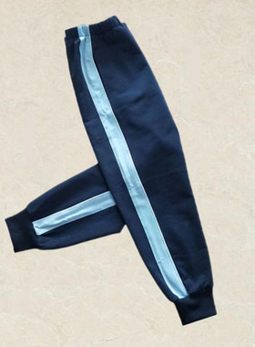 小学生校服裤子春秋一条杠藏蓝色浅蓝条中学生束脚夏季加大码校裤