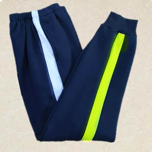 藏蓝色校服裤子学生浅绿色宽条