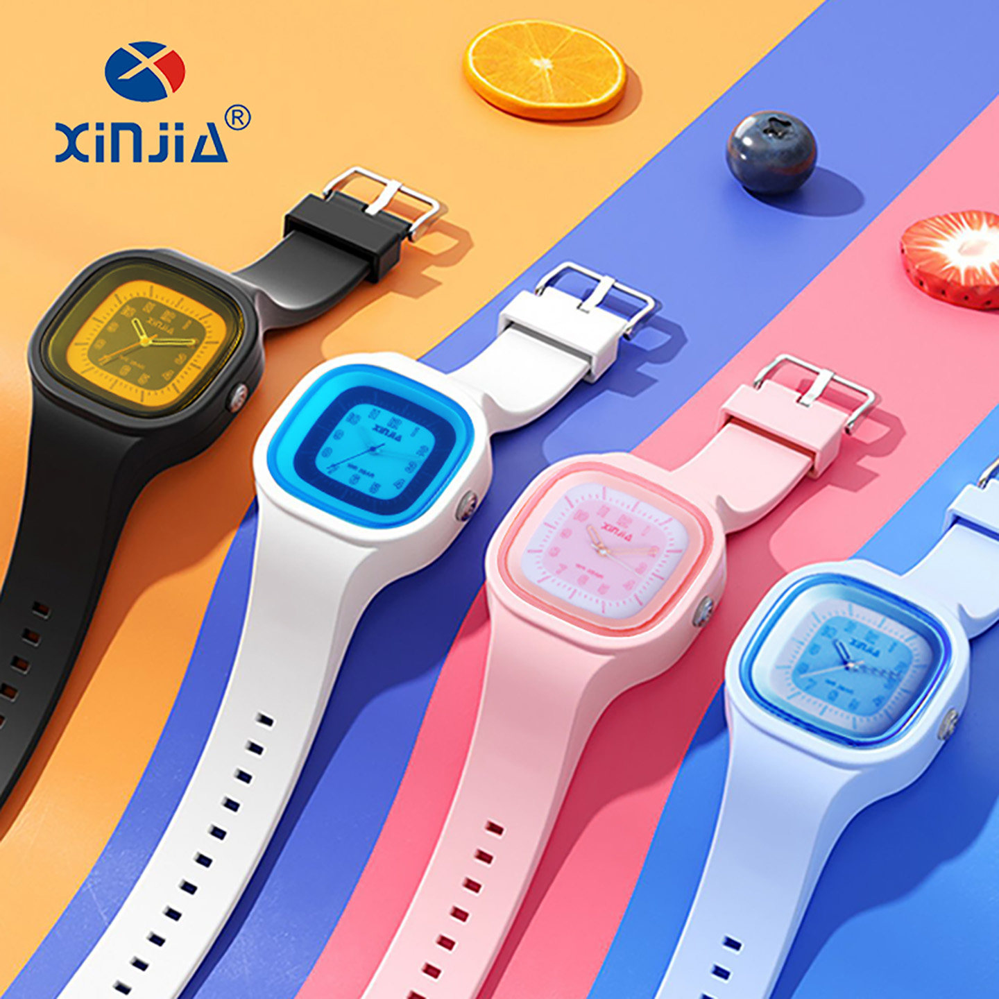 潮流方块指针式手表学生初中高中考试专用手表石英表男女通用