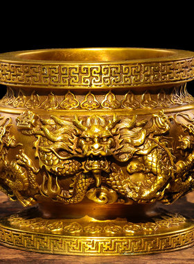 仿古风供佛室内纯铜九龙香炉