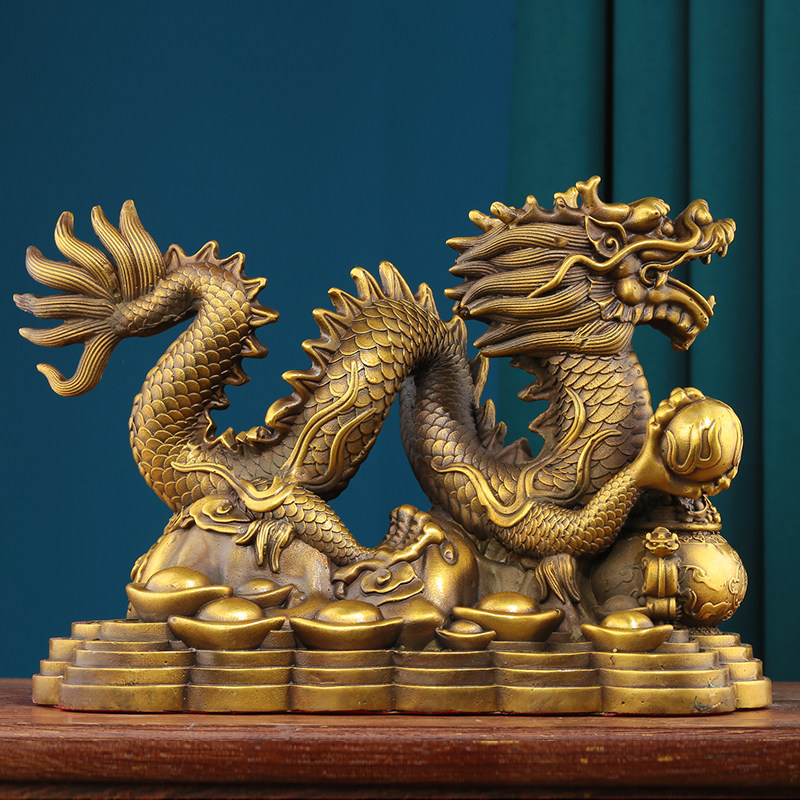 客厅铜龙摆件金属青龙工艺品小龙形装饰品家居汉龙五爪金龙万福龙