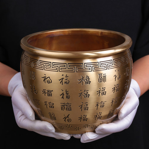 全铜缸摆件铜水缸烟灰缸聚宝盆