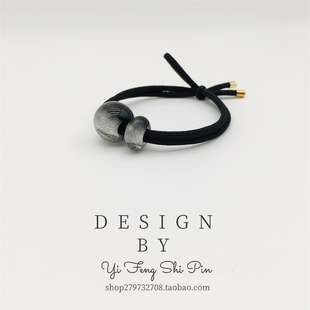 简约气质渐变细闪琉璃珠发绳双股高弹力马尾发圈耐用橡皮筋扎头绳