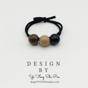 韩版三色珠子头绳女优雅扎马尾发绳高级感网红简约气质扎头发皮筋