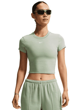 Nike耐克短袖运动T恤女绿色修身速干美式辣妹风上衣HF9539-007