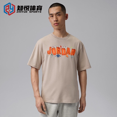 Nike耐克JORDAN短袖T恤男宽松圆领标语印花运动上衣IR6306-236