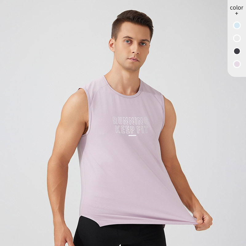 夏季男士加大码宽松休闲健身服户外跑步速干背心无袖篮球运动上衣