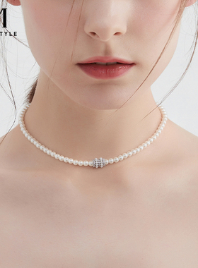 mck仿珍珠法式气质小蛮腰项链