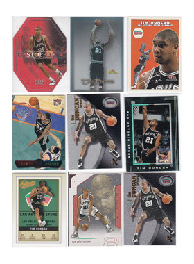 NBA球星卡 蒂姆邓肯fleer 2001折射切割印签经典老卡马刺退役纪念