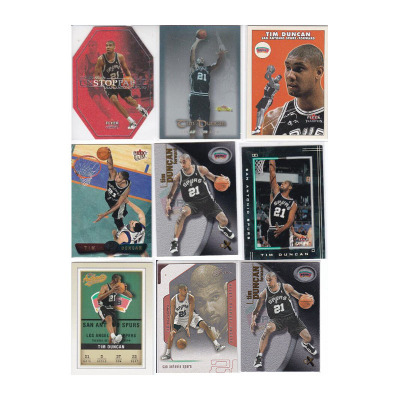 NBA球星卡 蒂姆邓肯fleer 2001折射切割印签经典老卡马刺退役纪念