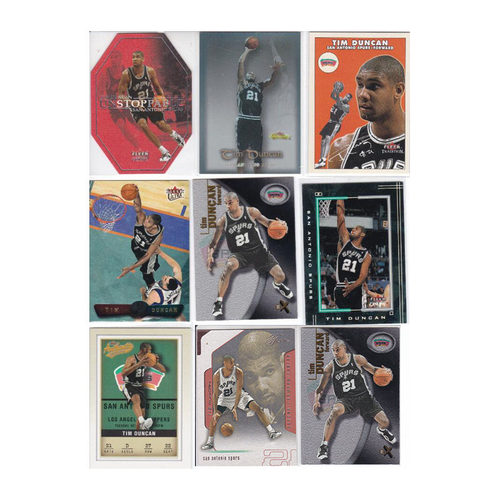 NBA球星卡 蒂姆邓肯fleer 2001折射切割印签经典老卡马刺退役纪念