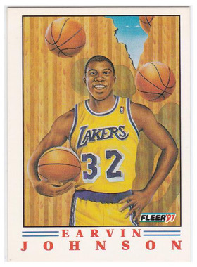 NBA球星卡 fleer 1991 魔术师 埃尔文约翰逊 湖人队 漫画卡