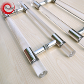 亚克力水晶有框玻璃门大门拉手轻奢简约中式 对装 木门把手白色透明