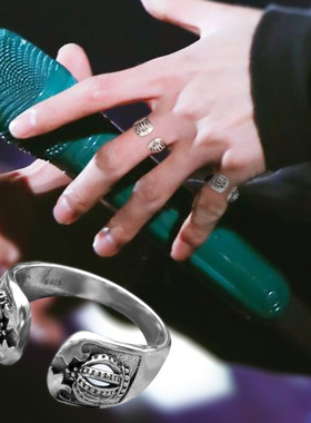 皇冠戒指纯银复古男开口尾戒指环