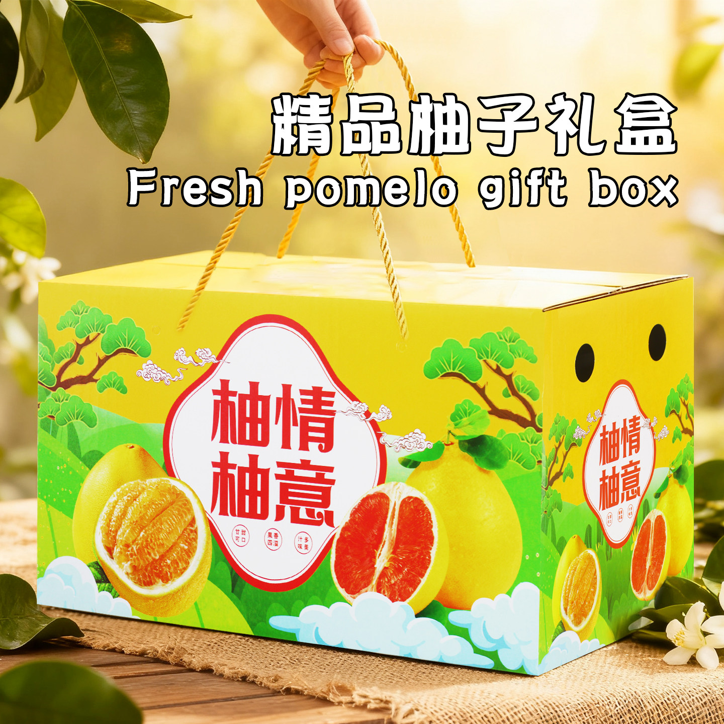 红心柚子高端礼盒包装纸箱2-4个装葡萄柚文旦西柚水果空纸盒批发