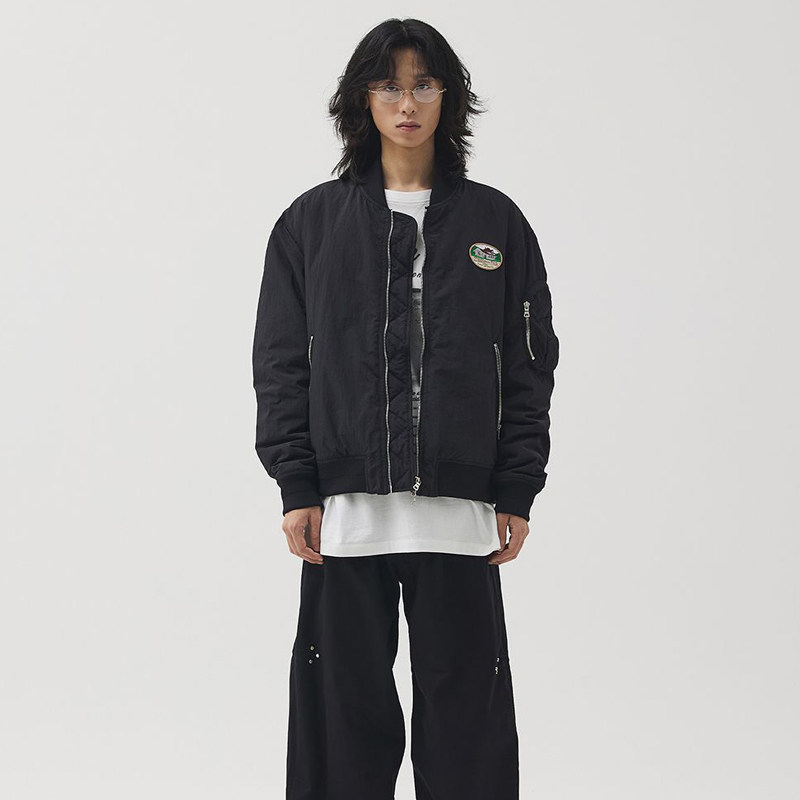 WHAZLAB 刺绣贴布飞行夹克潮牌男女宽松百搭休闲日常春秋外套